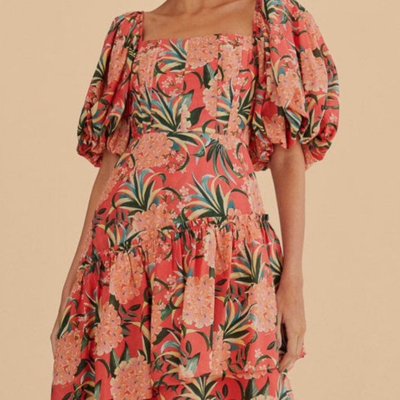 NWT Farm Rio Red Pineapple Bloom Cut Out Midi Dress, Size Medium - Picture 2 of 10